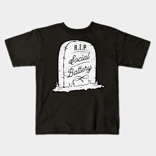 RIP Social Battery Socially Awkward Sarcastic Funny Kids T-Shirt